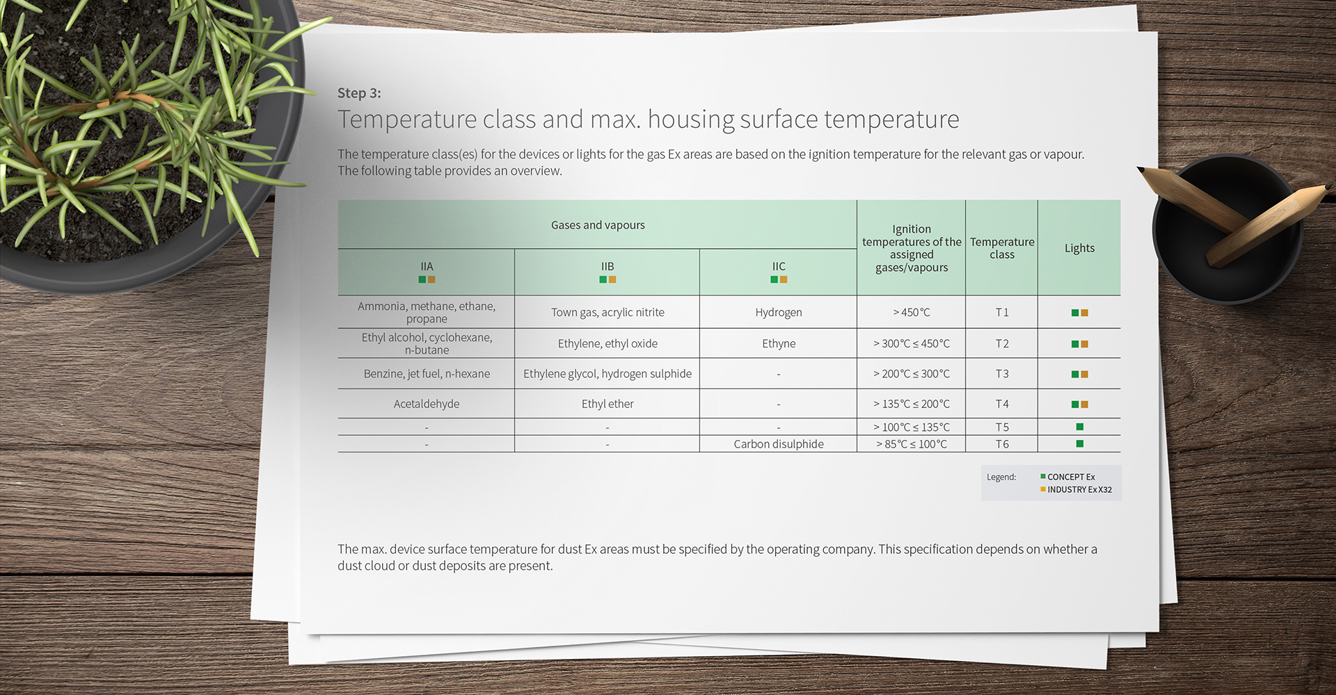 Step 3: Temperature class(es) and max. enclosure surface temperature